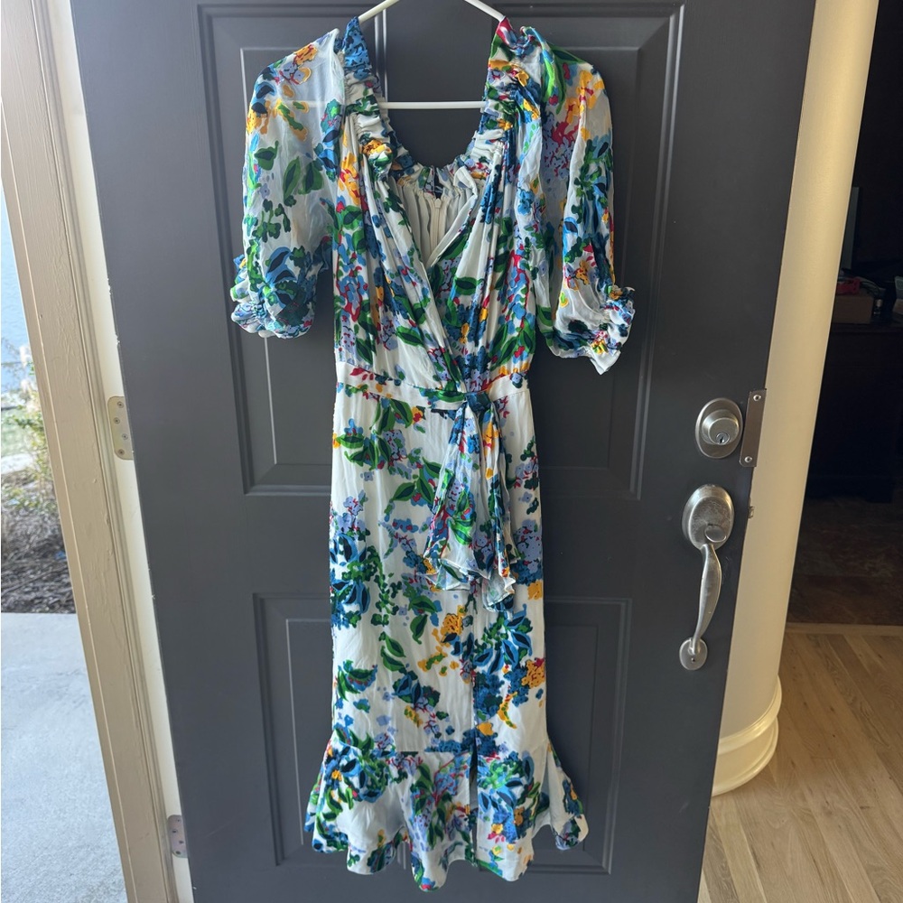 SALONI Multicolor Floral Midi Dress. Worn once!